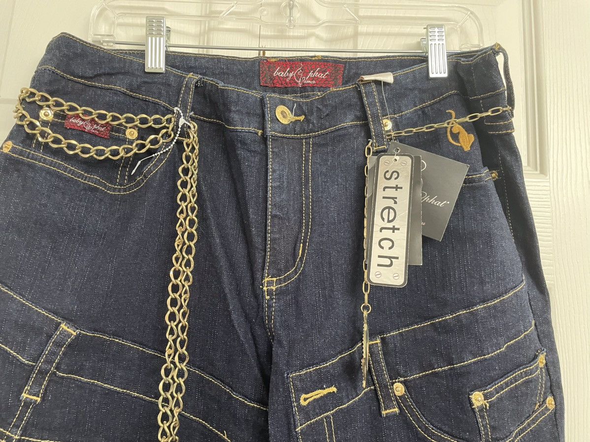 Vintage Baby Phat Dark Chain Jeans Size 15 Size 36" / US 14 / IT 50 - 4 Thumbnail
