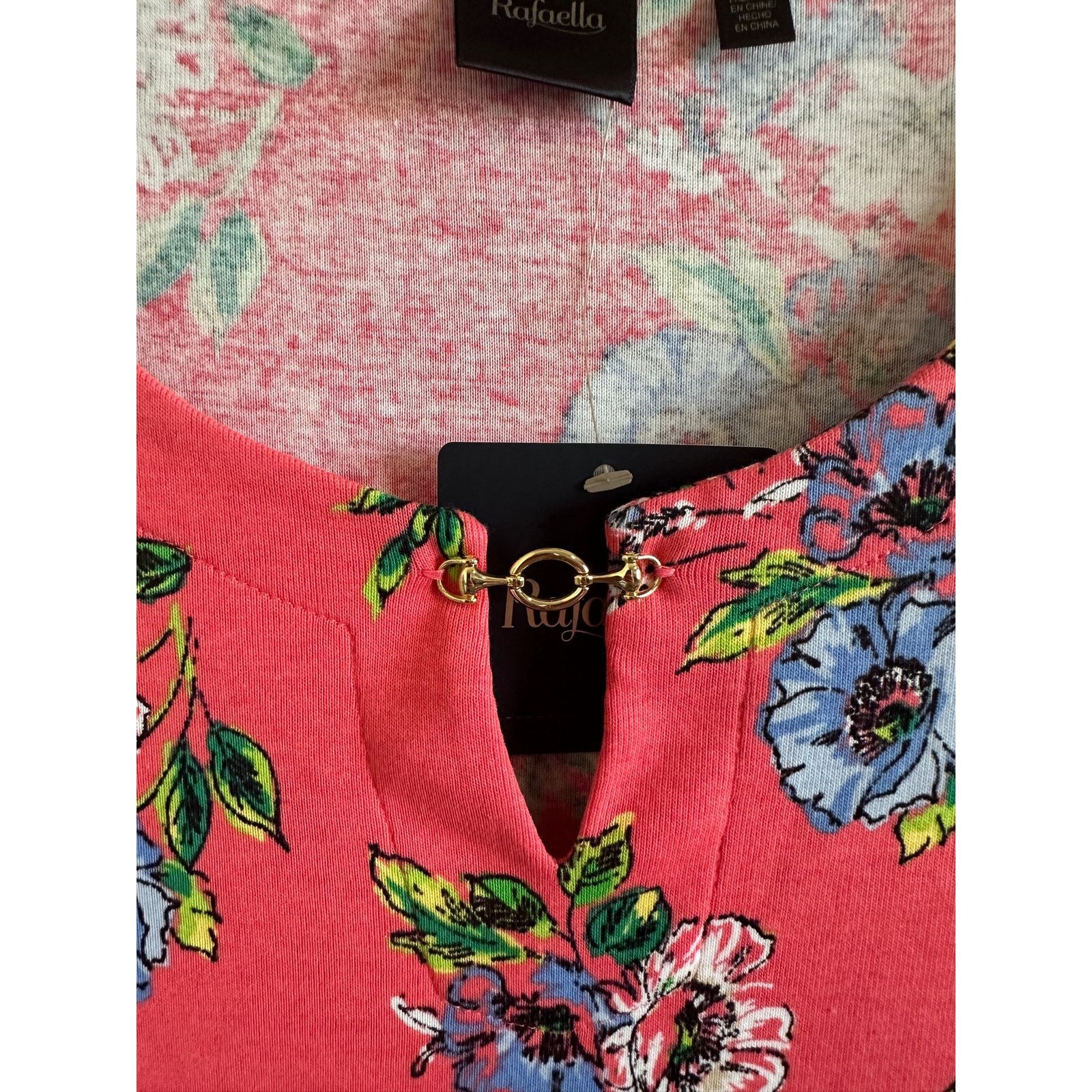 Other Rafaella Floral Short Sleeve Round Neck Cotton Blouse Top Size L / US 10 / IT 46 - 14 Thumbnail