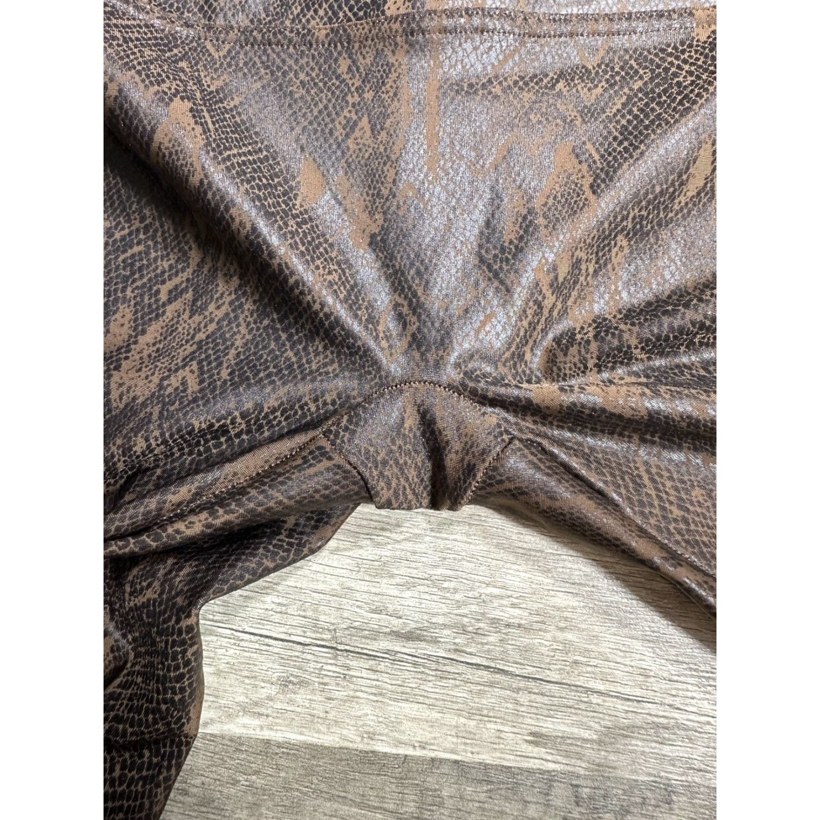 Spanx Spanx Leggings Woman Medium Brown Faux Leather Snakeskin Animal Print Jegging Smart Details: Snake Pattern, Regular Size, M Size 32" / US 10 / IT 46 - 4 Thumbnail