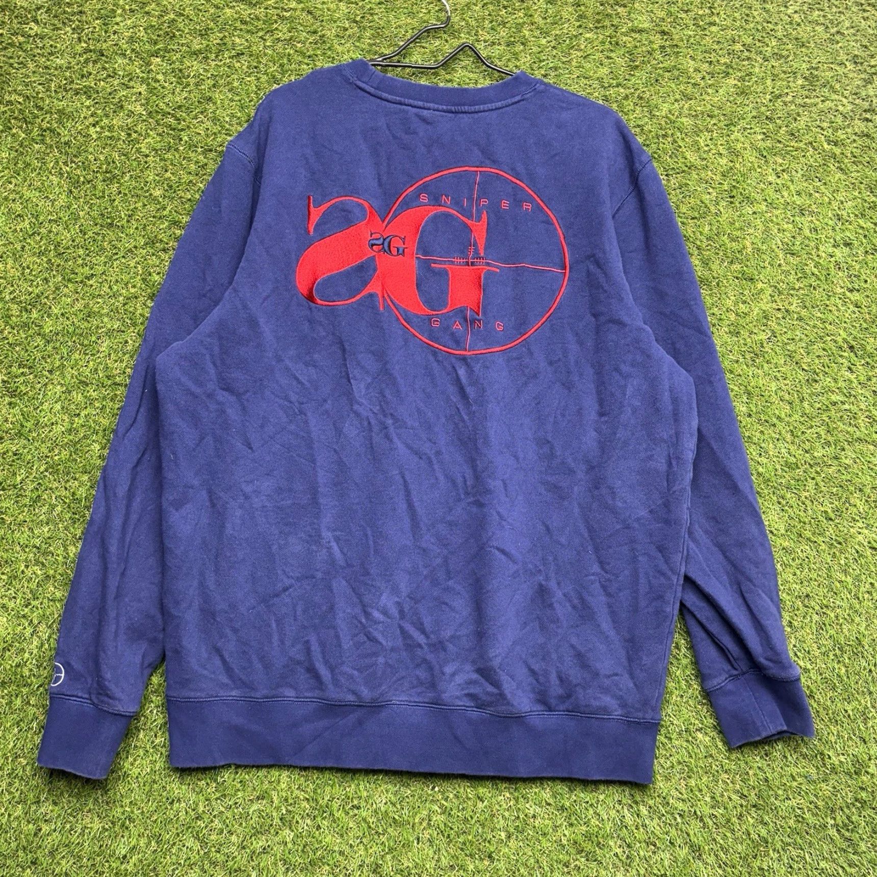 Vintage Sniper Gang Apparel Sweatshirt Mens 2XL Blue Pullover Crewneck Spellout y2k Size US XXL / EU 58 / 5 - 2 Thumbnail