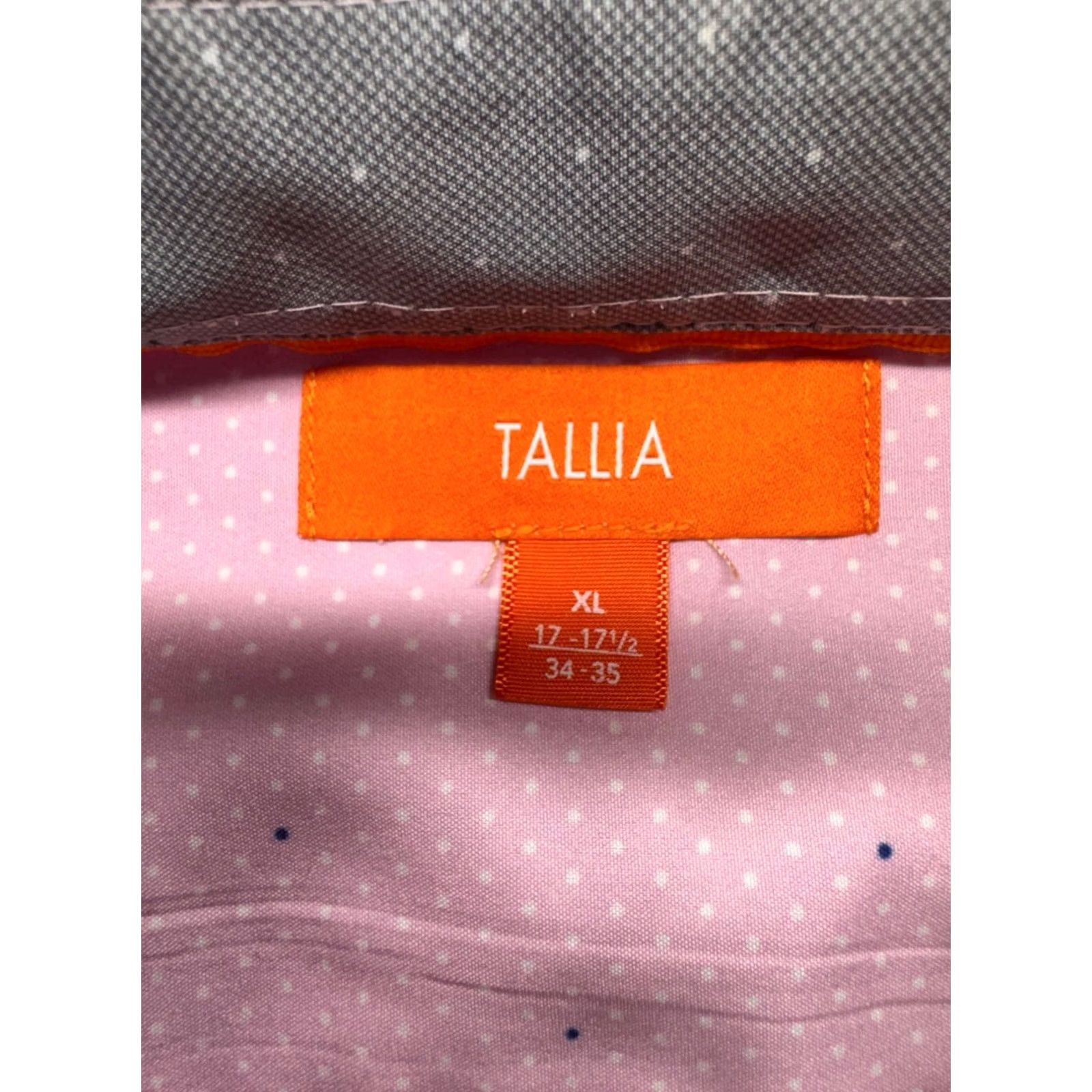 Tallia Tallia XL Pink Long Sleeve Button-Up Shirt Polka Dot Pattern Polyester #9733 Mens XL Button-Up Shirt Polo Dot Pink Tallia Size US XL / EU 56 / 4 - 3 Thumbnail