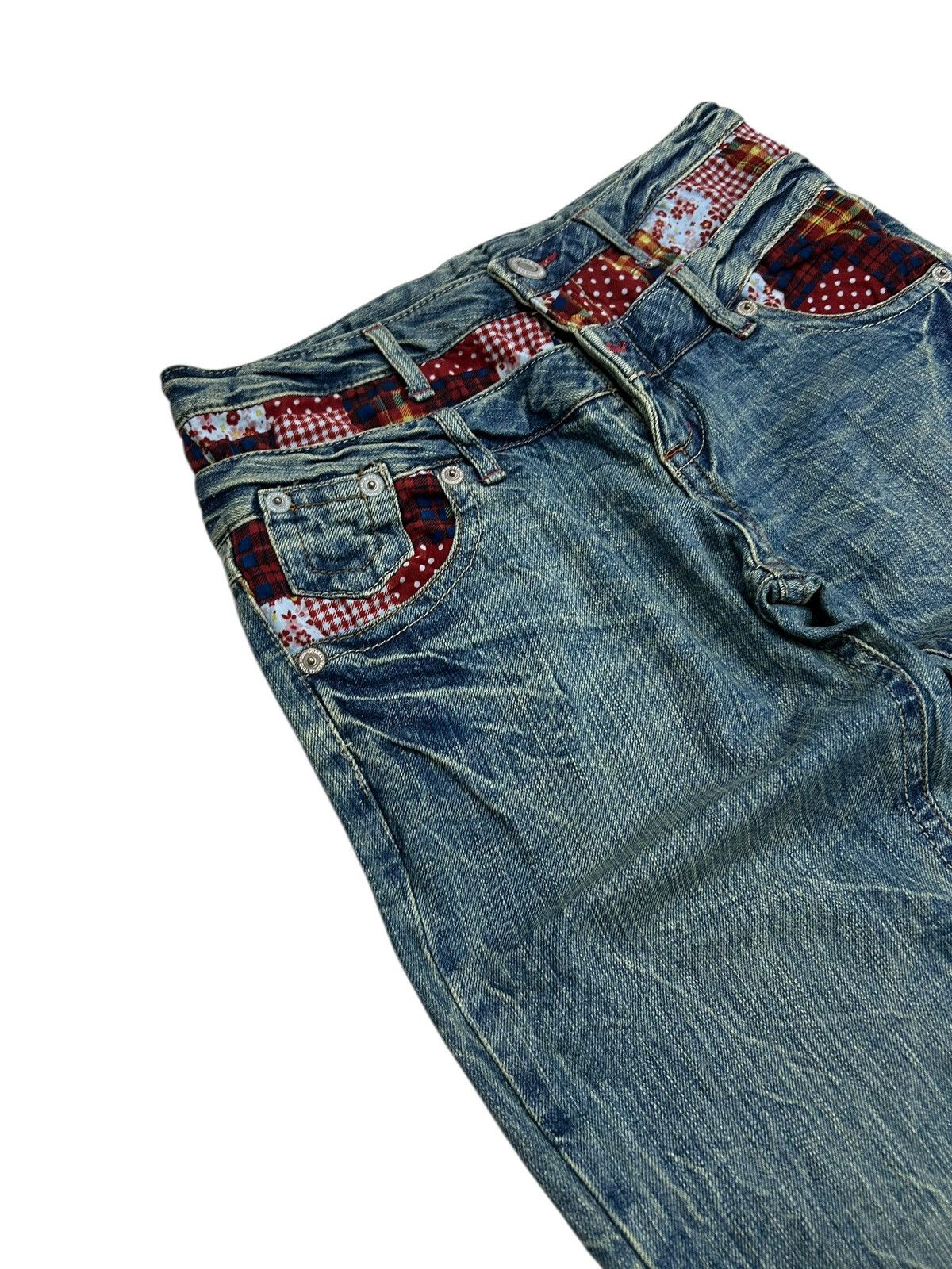 Le Grande Bleu (L.G.B.) Vintage Double Waist Checkered Clawn Marks Distressed Size US 31 - 4 Thumbnail