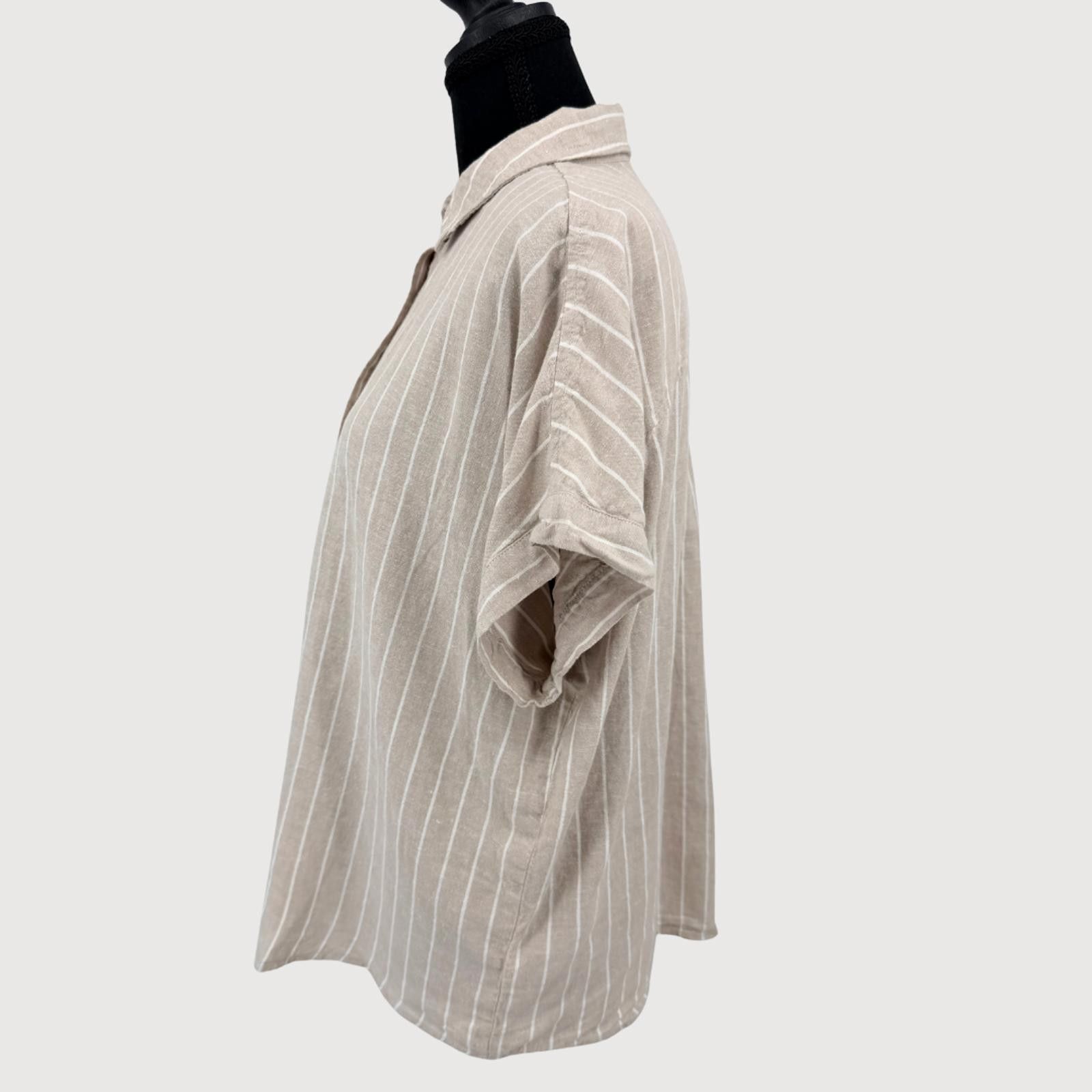 Splendid Splendid Linen Button Front Shirt Beige Stripe S Size S / US 4 / IT 40 - 6 Thumbnail