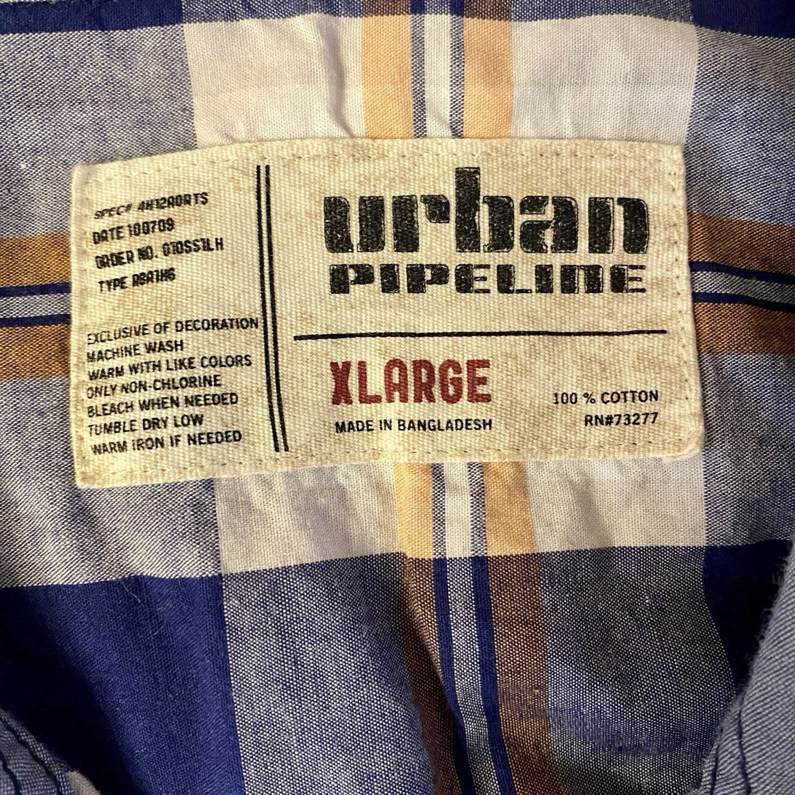 Urban Pipeline Men’s XL Shirt Blue Western blue plaid pearl snap Size US XL / EU 56 / 4 - 3 Thumbnail