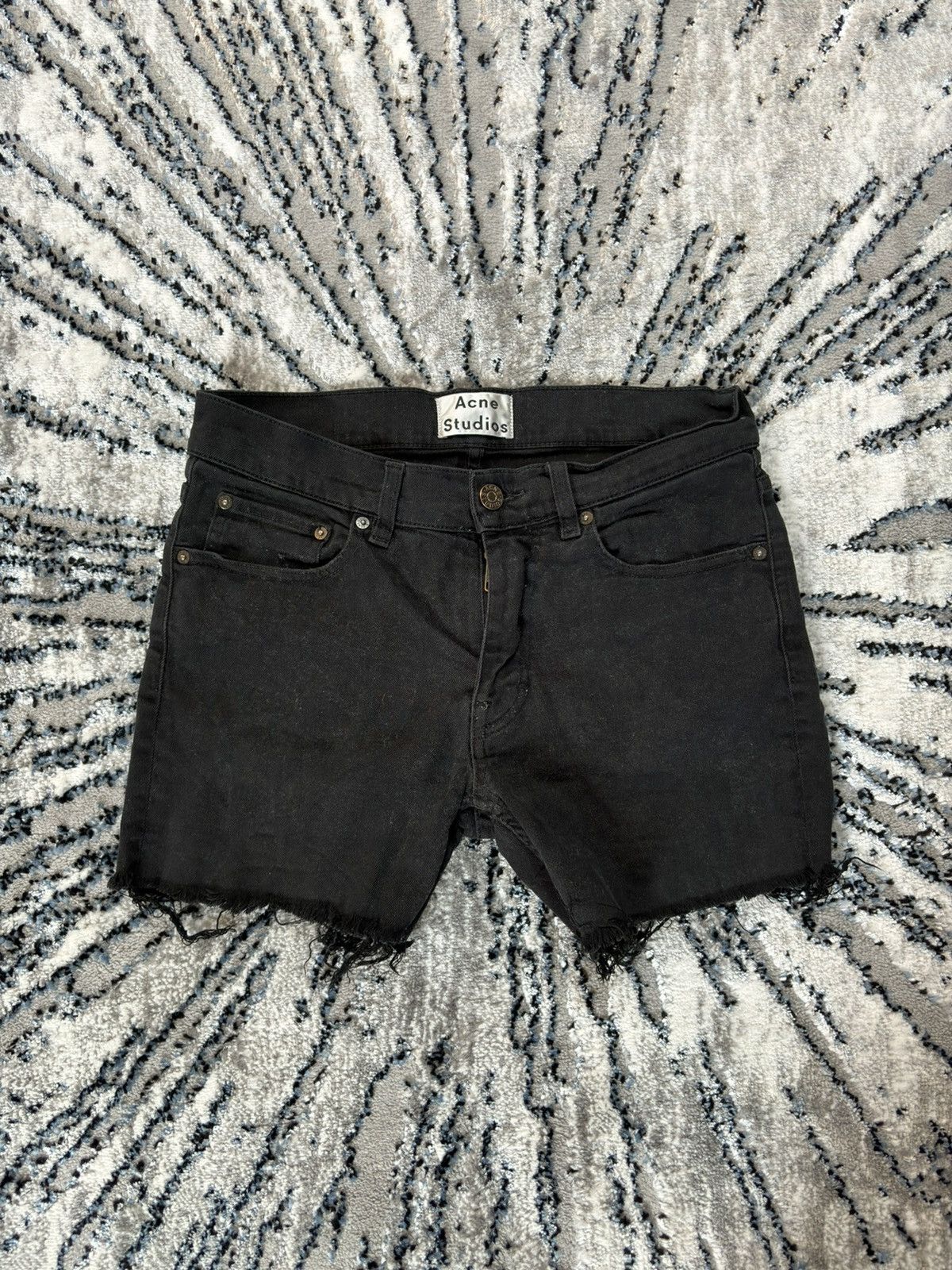 Acne Studios ACNE Shorts Cut Ace Stay Cash Black Denim Jeans Slim Pants Size US 30 / EU 46 - 1 Thumbnail