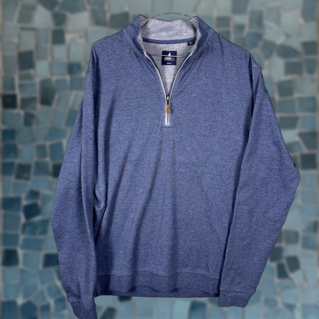 johnnie-O johnnie-O Sweater Pullover 1/4 Zip Men M Blue Mock Neck 1/4 Zip Logo Casual Preppy Beach Golf Outdoor - Mens Size US M / EU 48-50 / 2 - 1 Thumbnail
