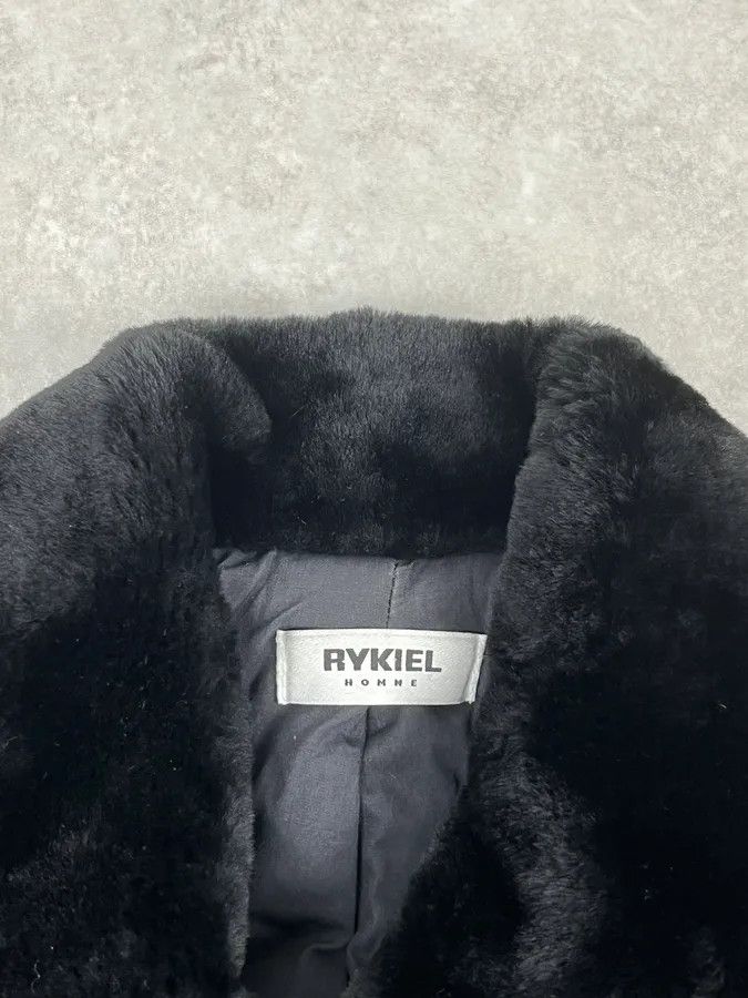 Vintage Rykiel Black Faux Fur Premium Belted Officer Jacket Size 40R - 9 Thumbnail