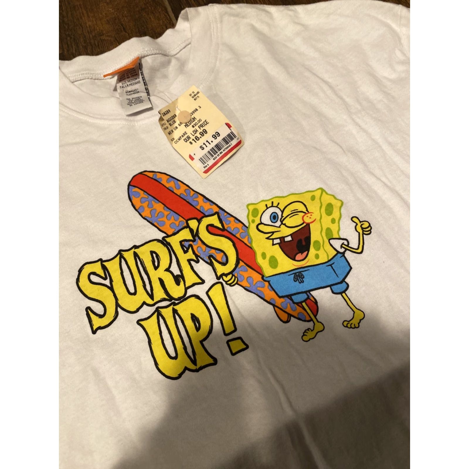 Vintage VINTAGE SpongeBob SquarePants Sleepwear T Shirt White Surfs Up Medium Mens NWT Size US M / EU 48-50 / 2 - 4 Thumbnail
