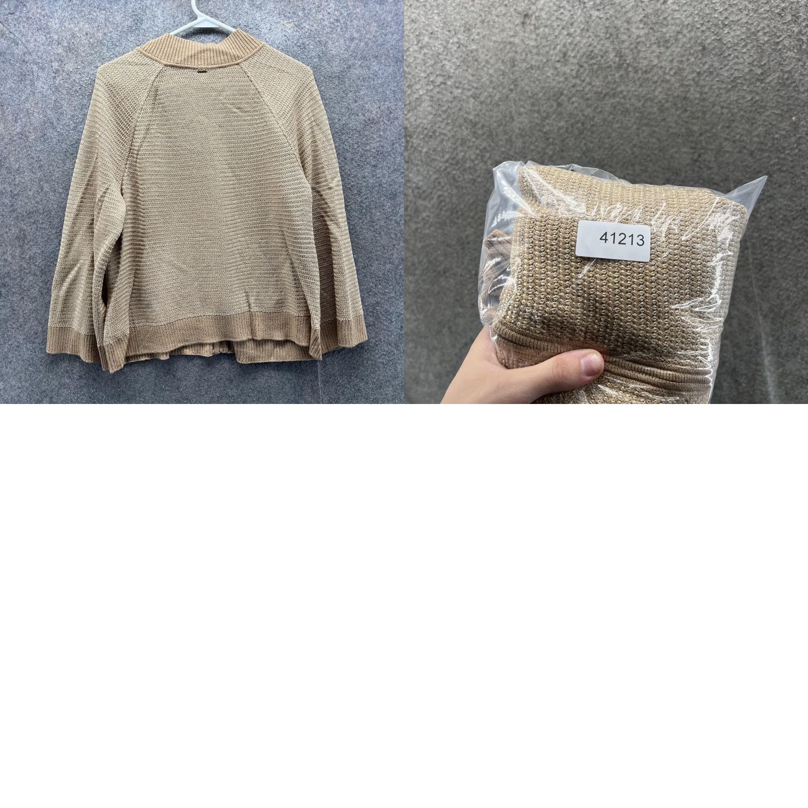 St. John St John Sweater Womens L Beige Full Zip Mock Neck Bell Sleeve Knit Cardigan Size L / US 10 / IT 46 - 8 Thumbnail