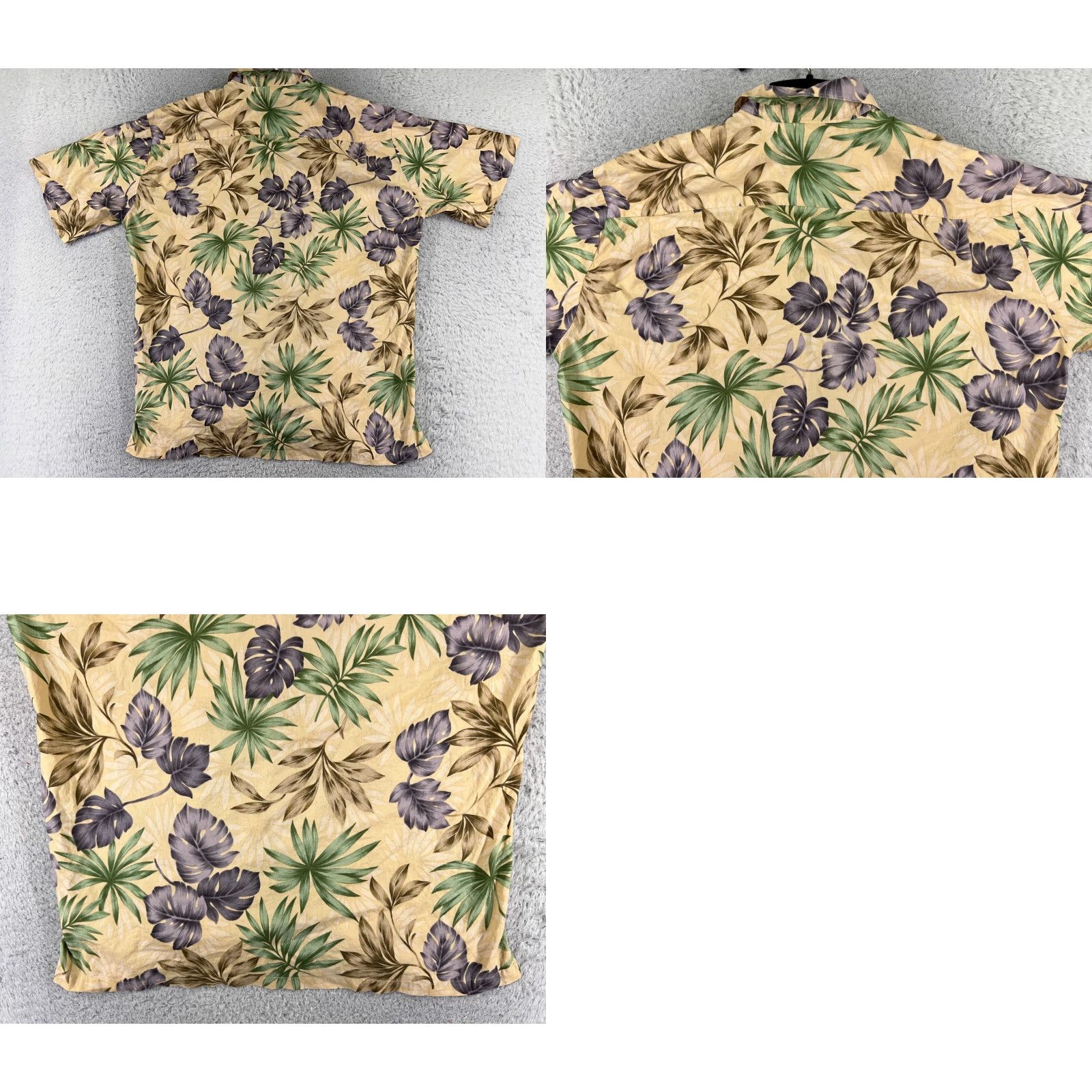 Hilo Hattie Hilo Hattie Mens Hawaiian Shirt Button-Up Short Sleeve Beige Green Palm Leaf Pattern 100% Cotton Regular M Juniors? No, Men. Size US M / EU 48-50 / 2 - 9 Thumbnail