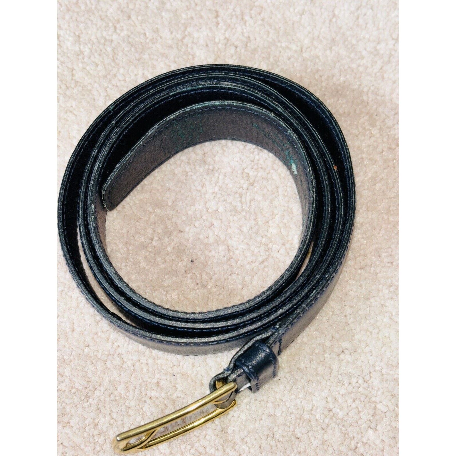 Harrods Vintage Harrods Black Leather Belt 38" Brass Buckle British Size 38 - 13 Thumbnail