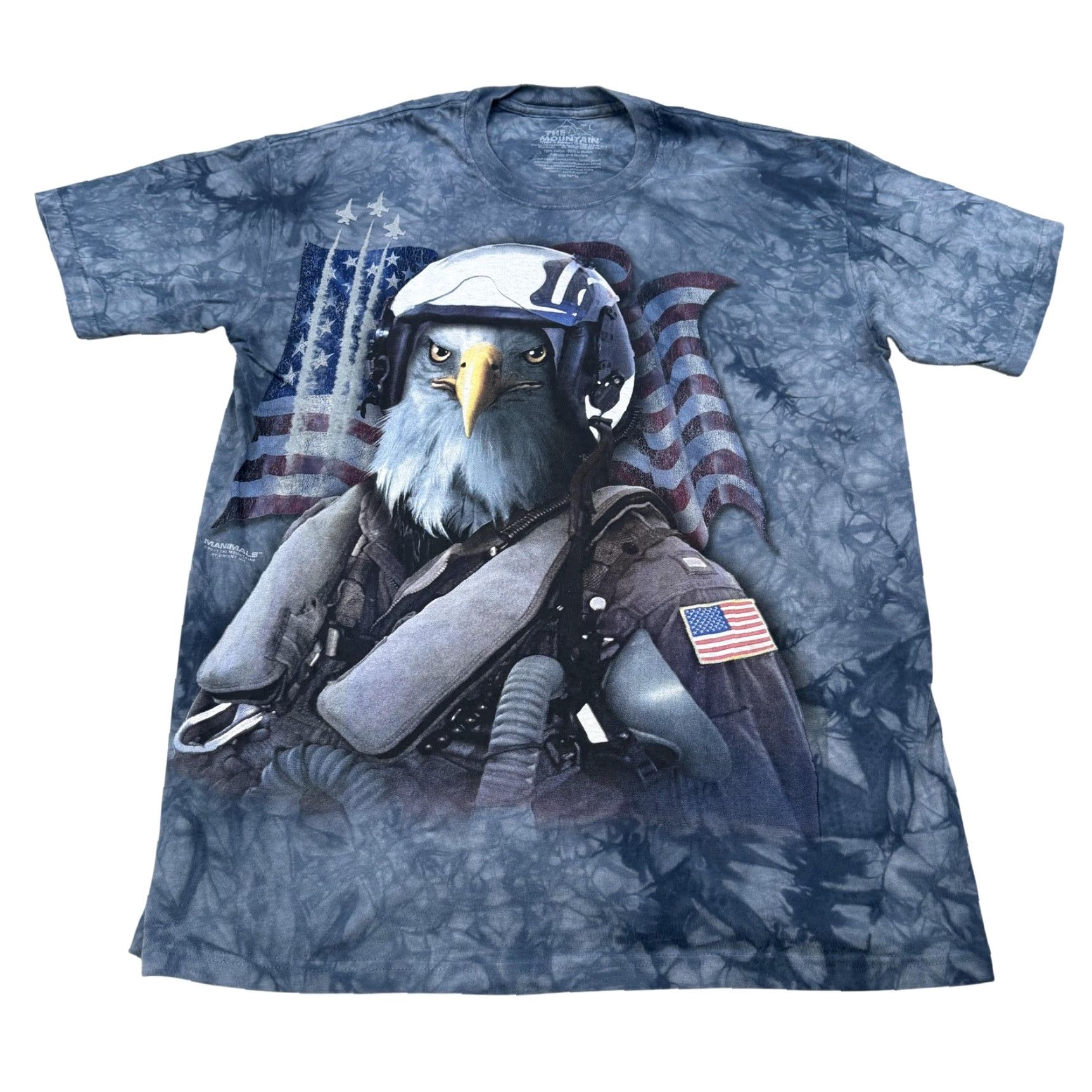 The Mountain The Mountain Shirt Mens Large Blue Eagle Fighter Pilot American Flag Graphic Size US L / EU 52-54 / 3 - 2 Thumbnail