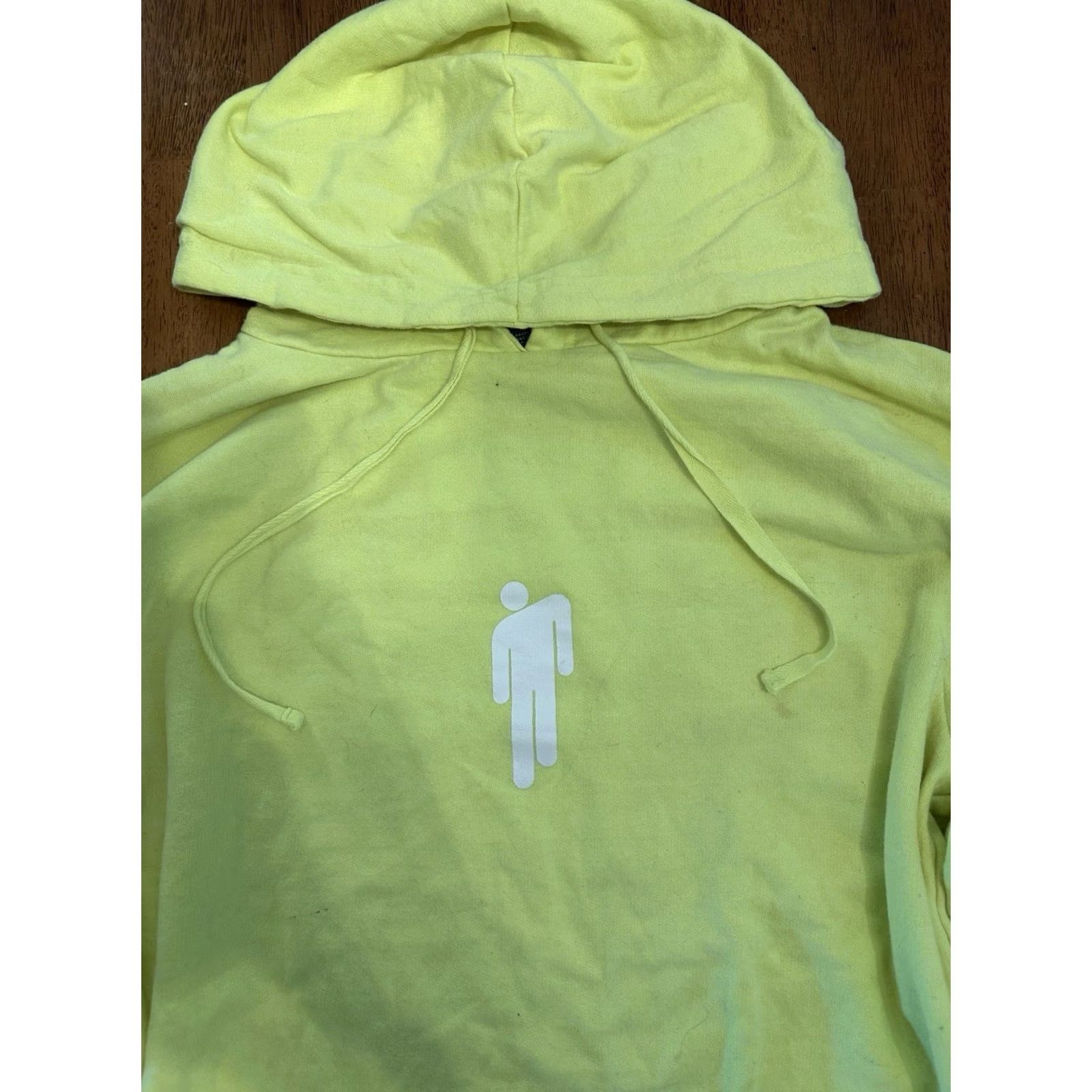 Vintage Billie Eilish Hoodie Sweatshirt Small 2020 Yellow Neon Stains Distress Womens Regular Hoodie Pullover Graphic Print Logo Pockets All Seasons VINTAGE? Size S / US 4 / IT 40 - 4 Thumbnail