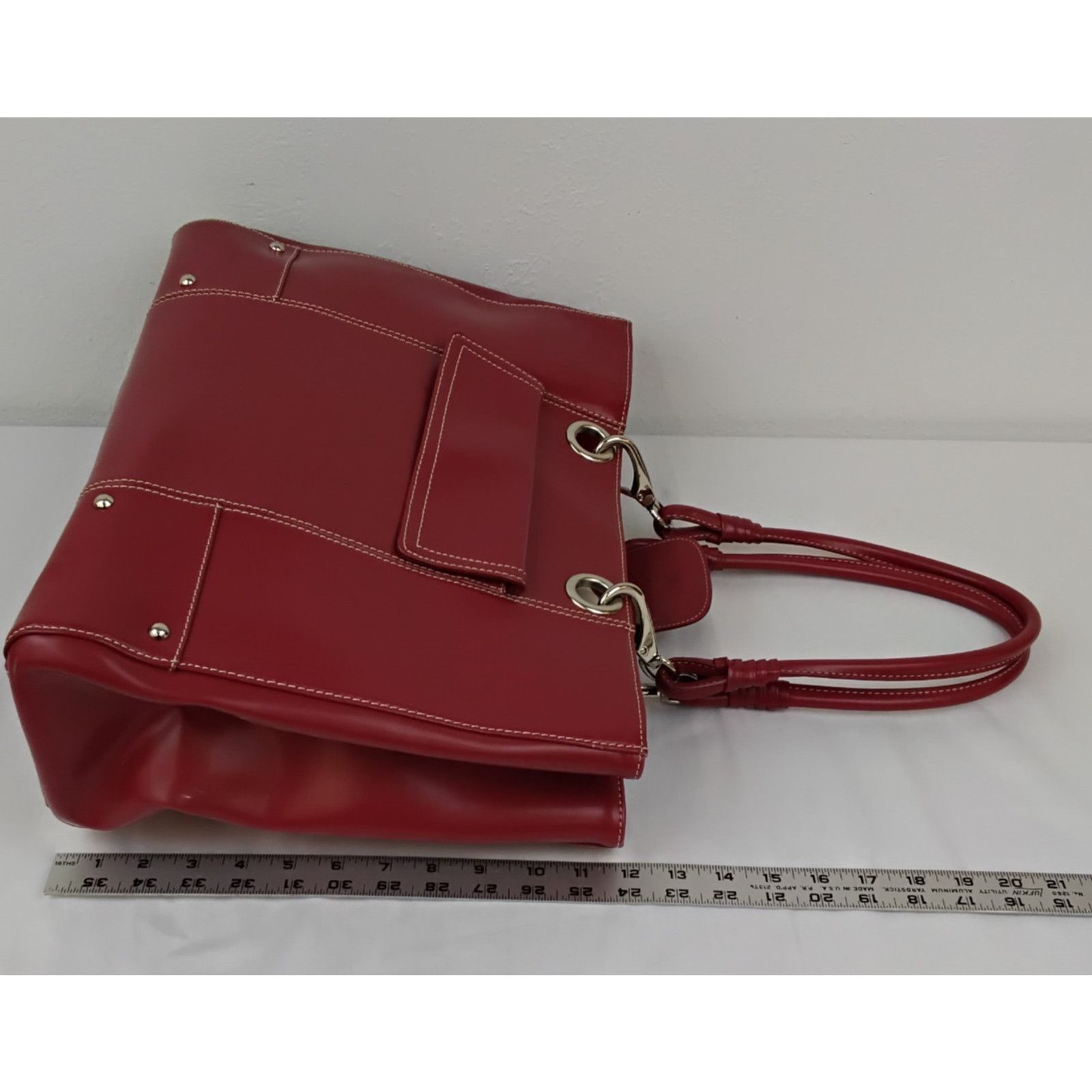 Wilsons Leather Wilson's Leather Large Tote Bag Purse Red Leather Size ONE SIZE - 17 Thumbnail