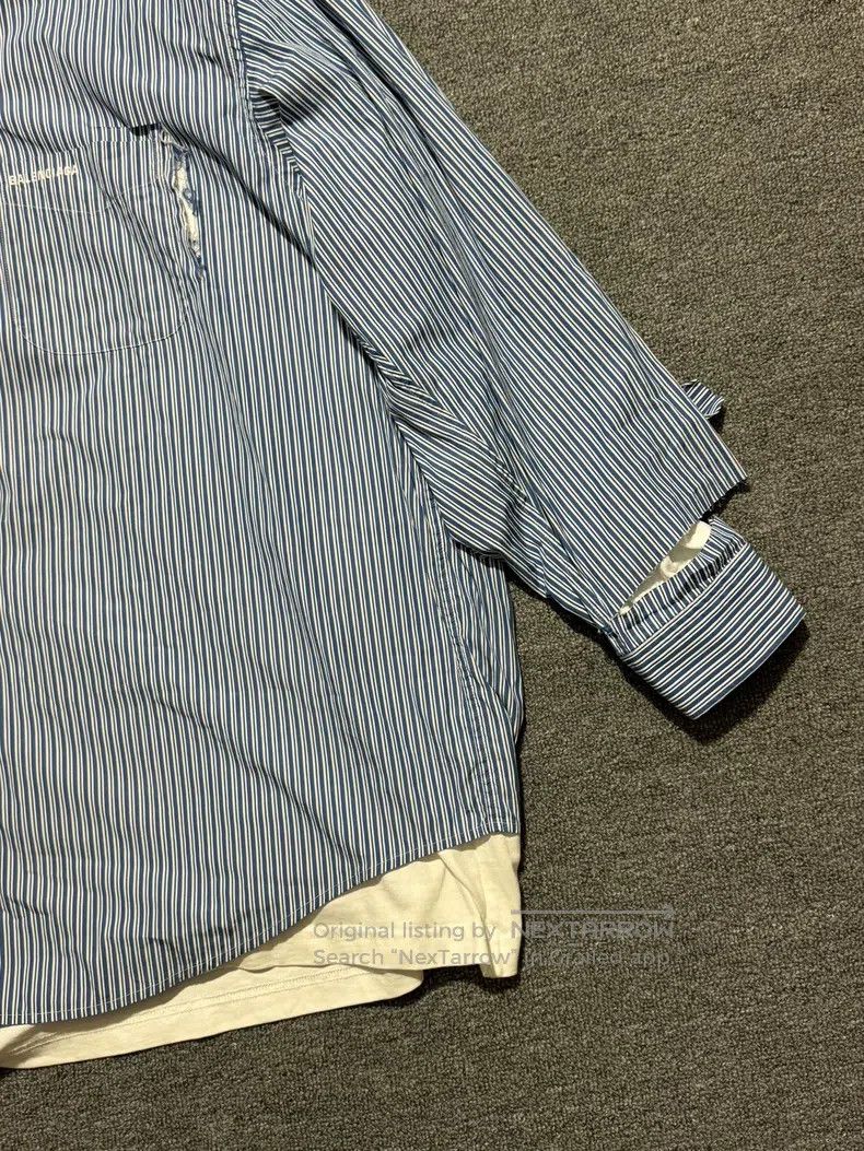 Balenciaga Balenciaga Large Destroyed Blue Striped Fake Two-piece Lon Size XXS / US 00 / IT 34 - 4 Thumbnail