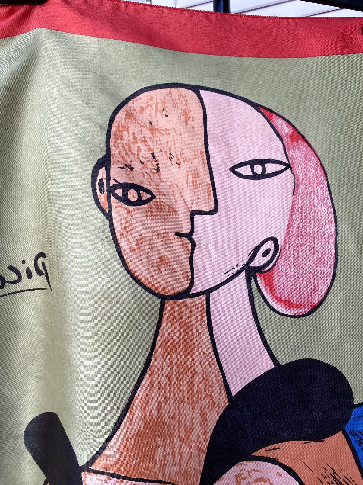 Japanese Brand Vintage 90s Pablo Picasso Figure Abstract Silk Chiffon Scarf Size ONE SIZE - 9 Thumbnail