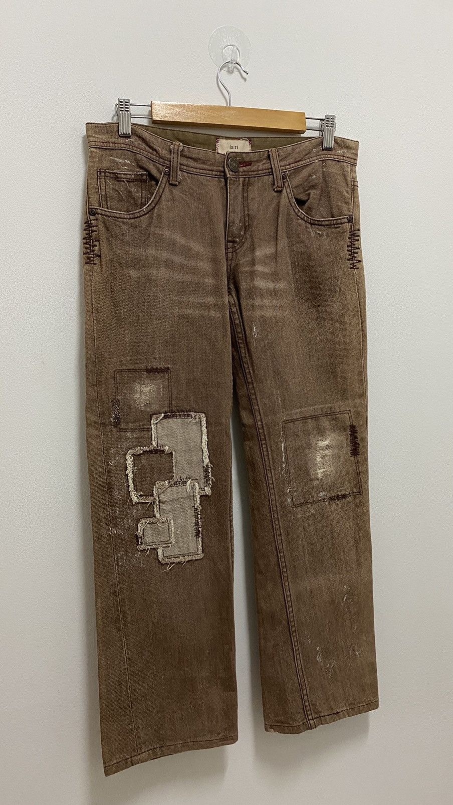 If Six Was Nine × Japanese Brand × Tornado Mart Distressed Denim Patchwork Chocolate Denim Jeans Size US 31 - 3 Thumbnail