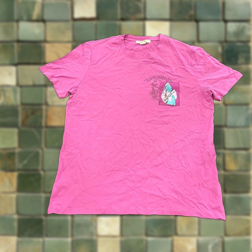 ZADIG & VOLTAIRE T-Shirt XL Pink Ted Photoprint Anemone Mens