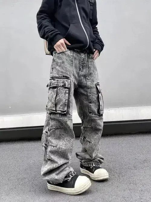 Japanese Brand × Jean High Street Washed Heavy Duty Pocket Cargo Jeans Size US 32 / EU 48 - 1 Thumbnail