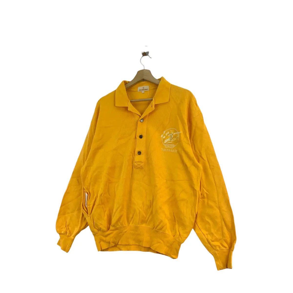 Trussardi Vintage TRUSSARDI Made In ITALY Stamp Button Henley Size L / US 10 / IT 46 - 4 Thumbnail