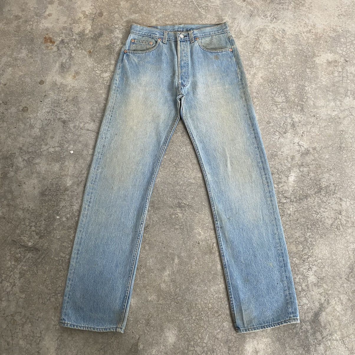 Size 30x32 Vintage 1991 Levis 501 Light Blue Dirty Jeans