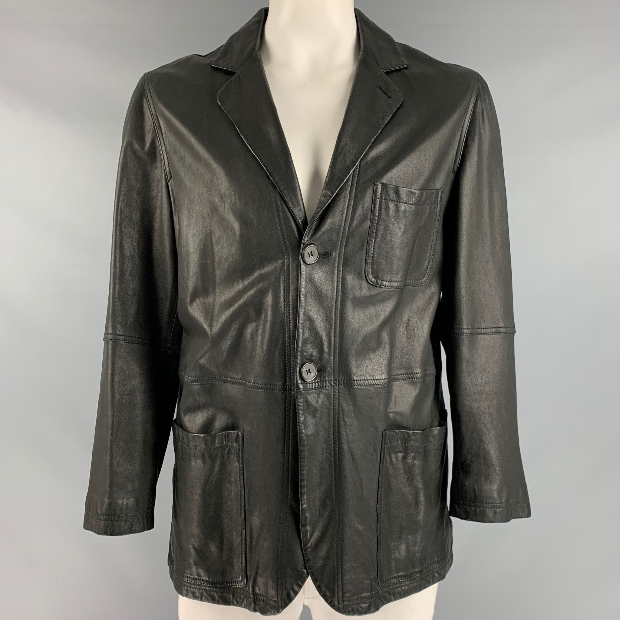 image of Giorgio Armani Black Single Breasted Jacket, Men's (Size XL)