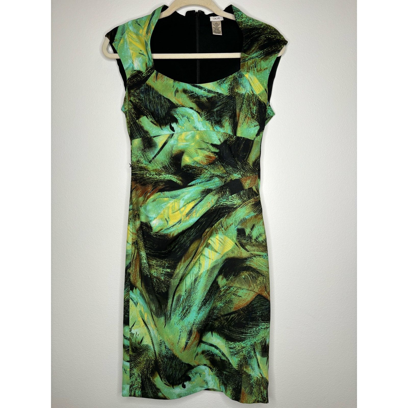 Vintage Cache Green Tropical Midi Dress Size S / US 4 / IT 40 - 1 Thumbnail