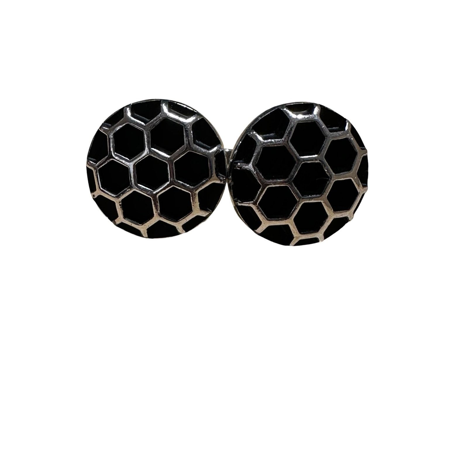 Vintage Vintage Black and Silver Honeycomb Cuff Links from Hickok Size ONE SIZE - 2 Thumbnail
