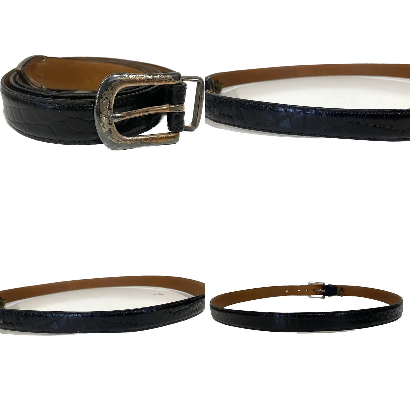 Vintage Trafalgar Belt Black Leather Croc Texture Size 40 Mens Okeechobee Brahman Size 40 - 8 Thumbnail