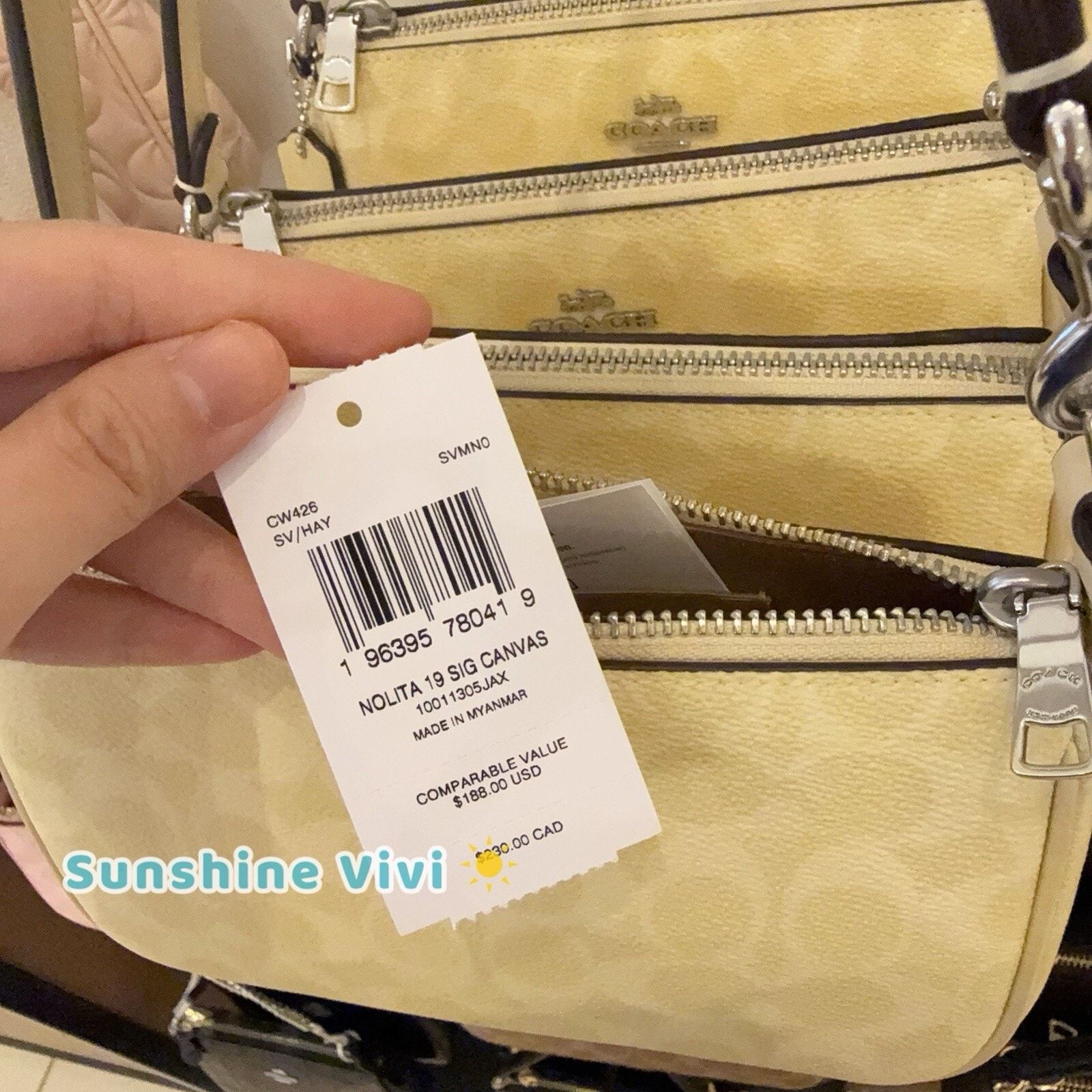 Coach NWT Coach Nolita 19 Signature Canvas CW426 Canvas/Silver/Hay Size ONE SIZE - 4 Thumbnail
