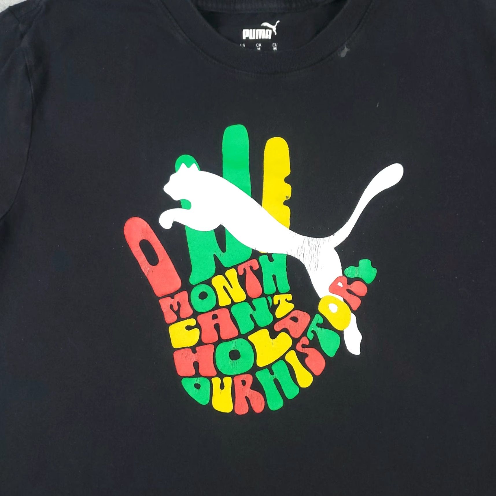 Puma PUMA T-Shirt Mens Size Medium Black Logo Short Sleeve Crew Neck Casual Cotton Blend Unisex Adults 90s Sports Theme Mens Size US M / EU 48-50 / 2 - 2 Thumbnail