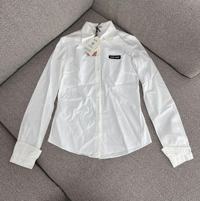 Miu Miu Miu Miu White Cotton Women's Shirt Size S 0089 Size S / US 4 / IT 40 - 1 Thumbnail