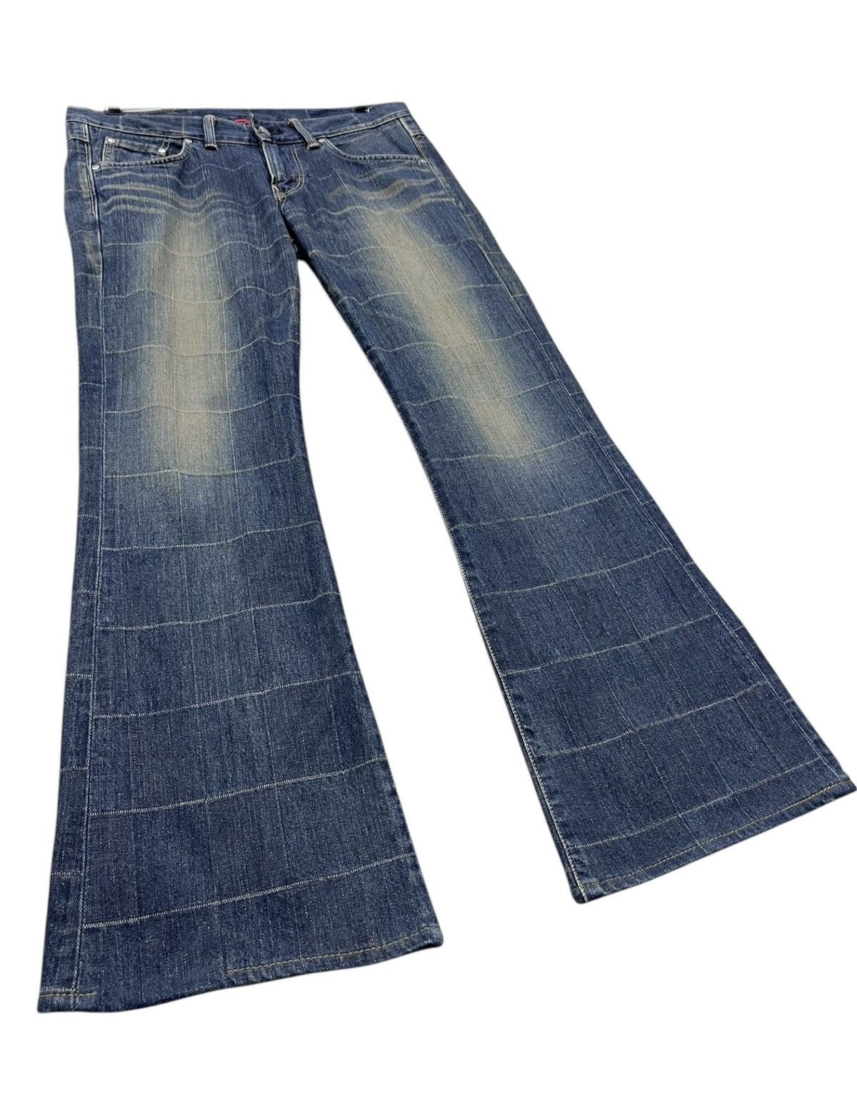 Edwin EDWIN 503 Perfect FLARE Grunge Mudwash Plaid Design Denim Size US 31 - 1 Thumbnail