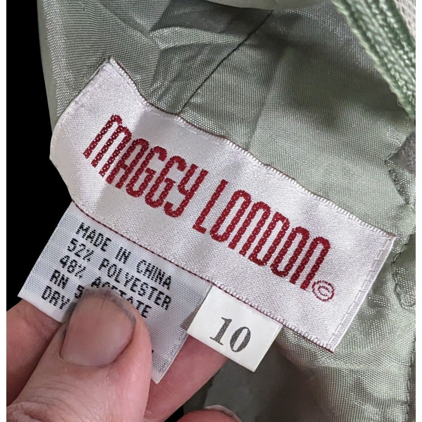 MAGGY LONDON Vintage Maggy London Light Green Lace Back Dress Size L / US 10 / IT 46 - 4 Thumbnail