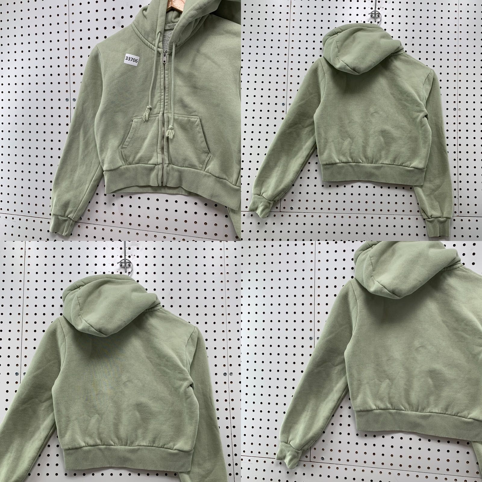 Brandy Melville John Galt Hoodie Womens One Size Pistachio Green Cropped Zip Sweatshirt 18x17.5 Size ONE SIZE - 8 Thumbnail