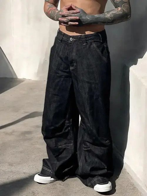 Jean Miyazaki x Maya Black Wide Leg Denim Jeans, Oversized Jeans Size US 32 / EU 48 - 5 Thumbnail