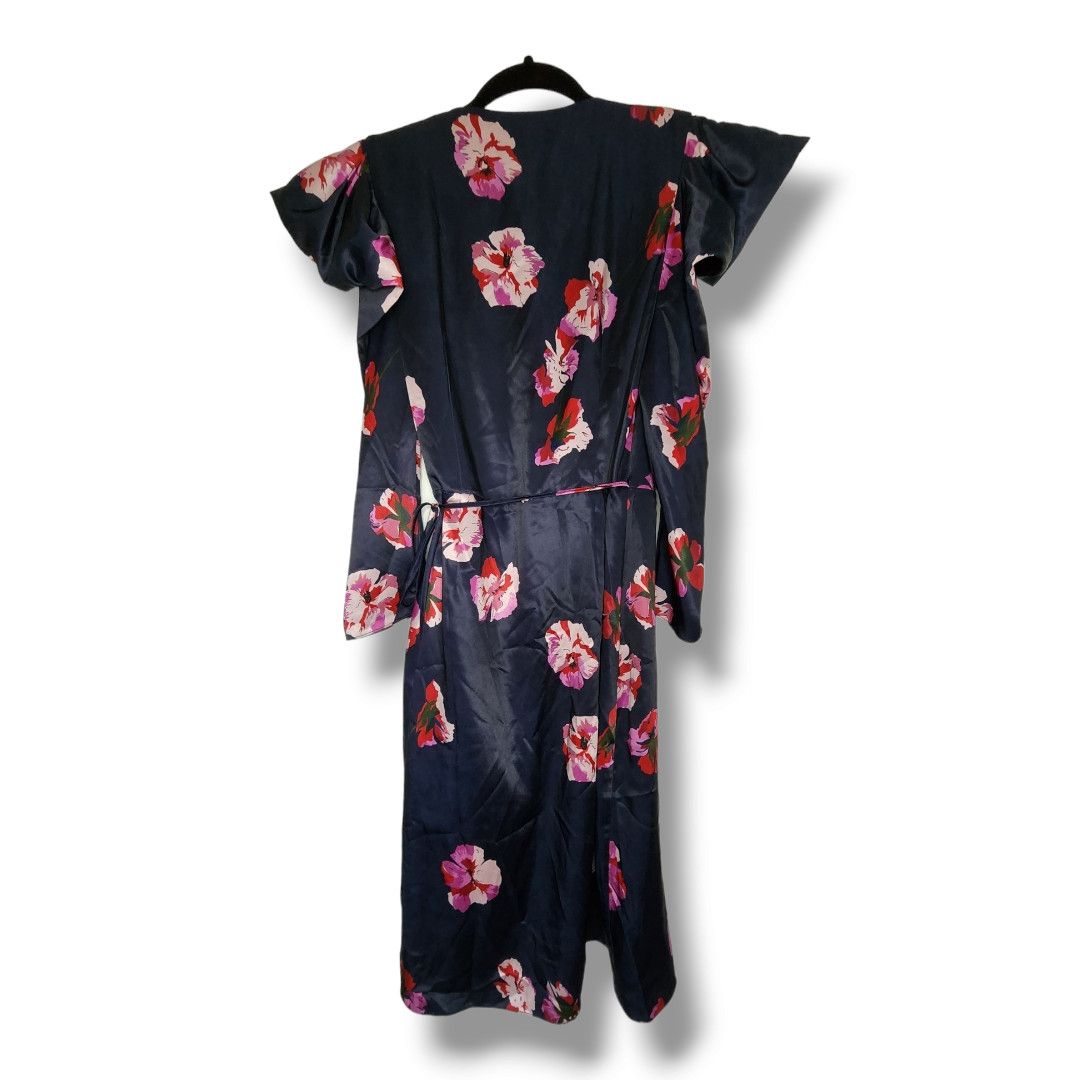 Joie Joie Miltona Navy Blue Floral Midi Wrap Dress Size Small Size S / US 4 / IT 40 - 16 Thumbnail