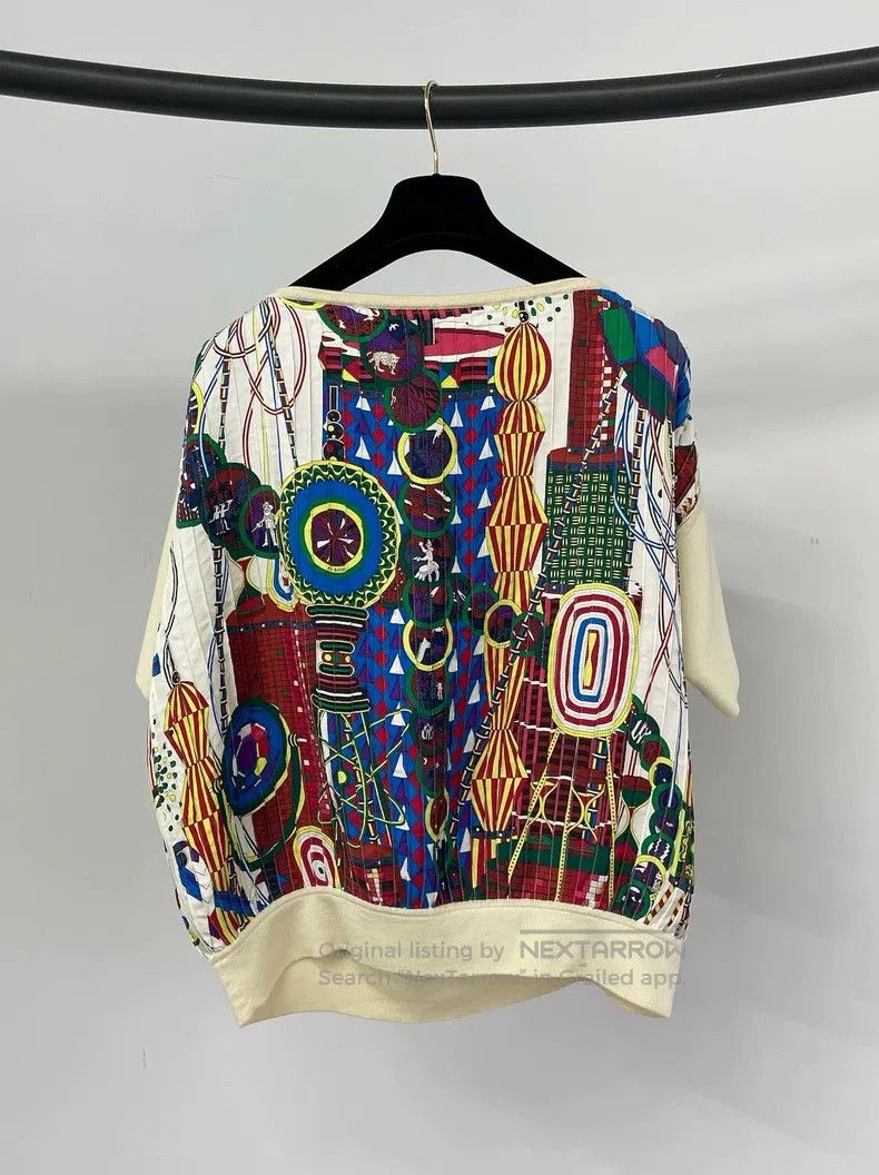 Hermes Hermes Silk print mixed top Size XS / US 0-2 / IT 36-38 - 2 Thumbnail