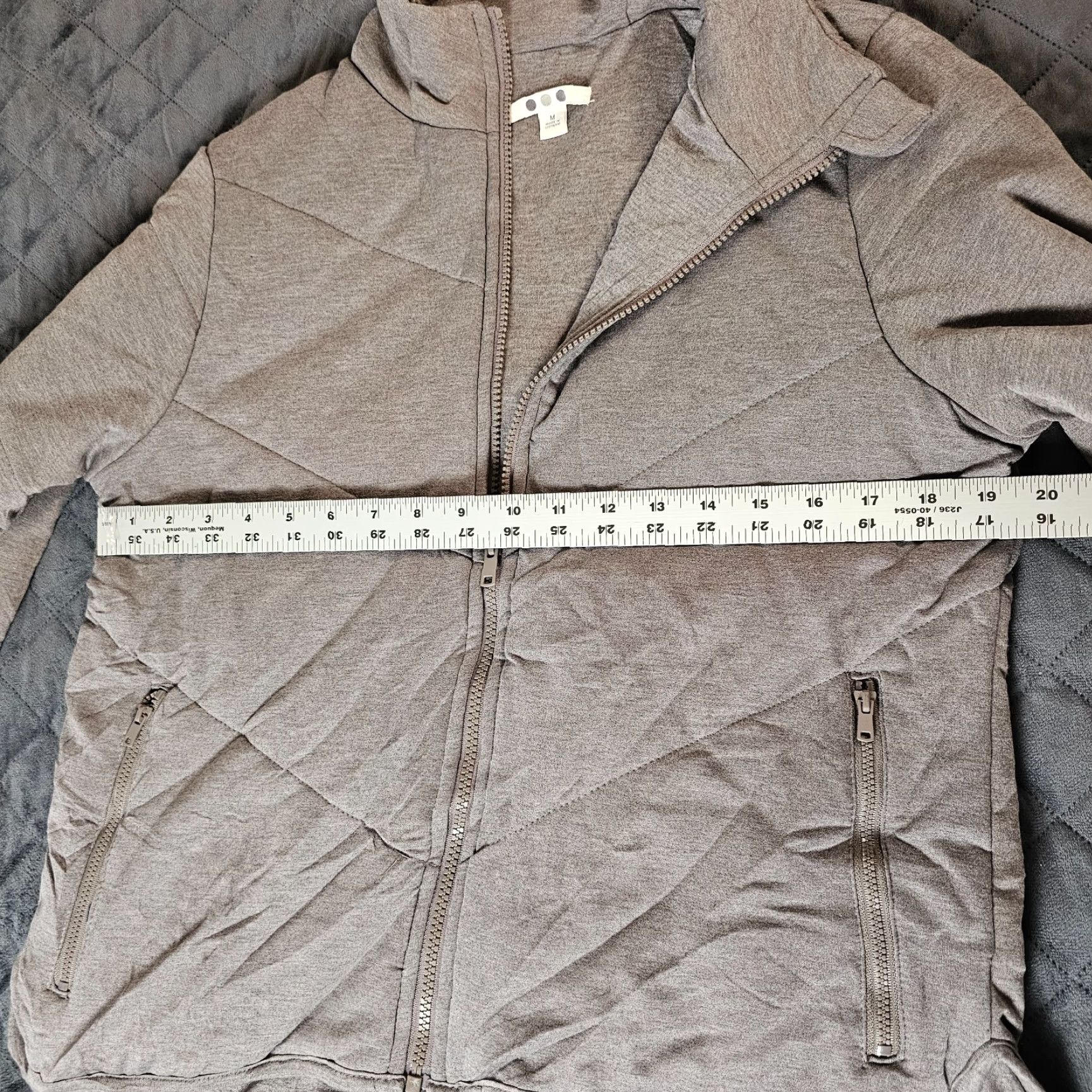 Vintage Three Dots Jacket Womens M Heather Gray Quilted Full Zip Pockets Size M / US 6-8 / IT 42-44 - 6 Thumbnail