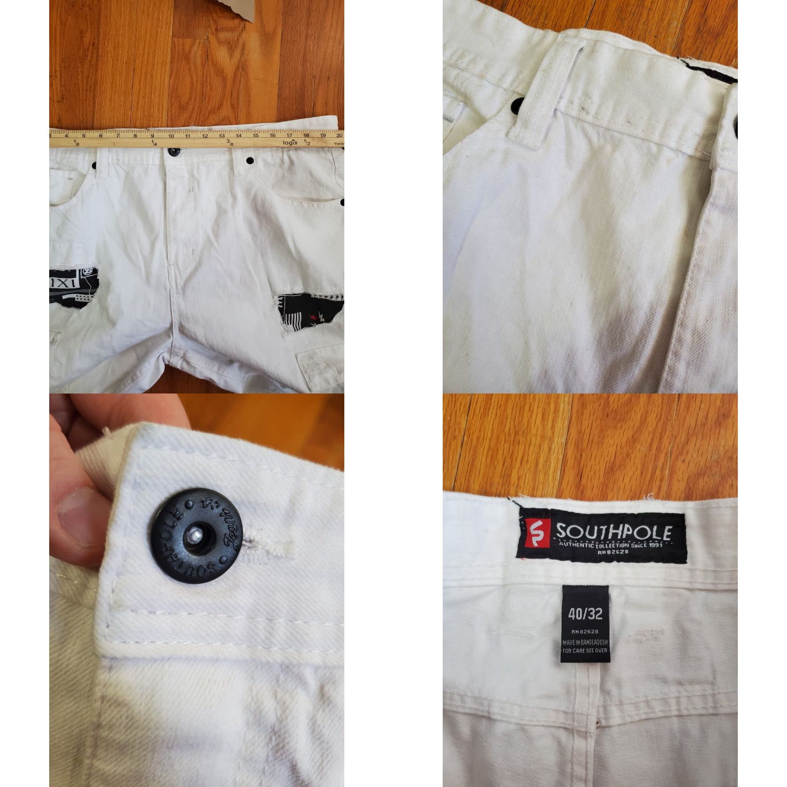 Southpole VINTAGE Southpole Jeans Patchwork White 40x32 Hip Hop 90s Grunge Denim Mens Straight Relaxed High Rise Size US 40 / EU 56 - 8 Thumbnail