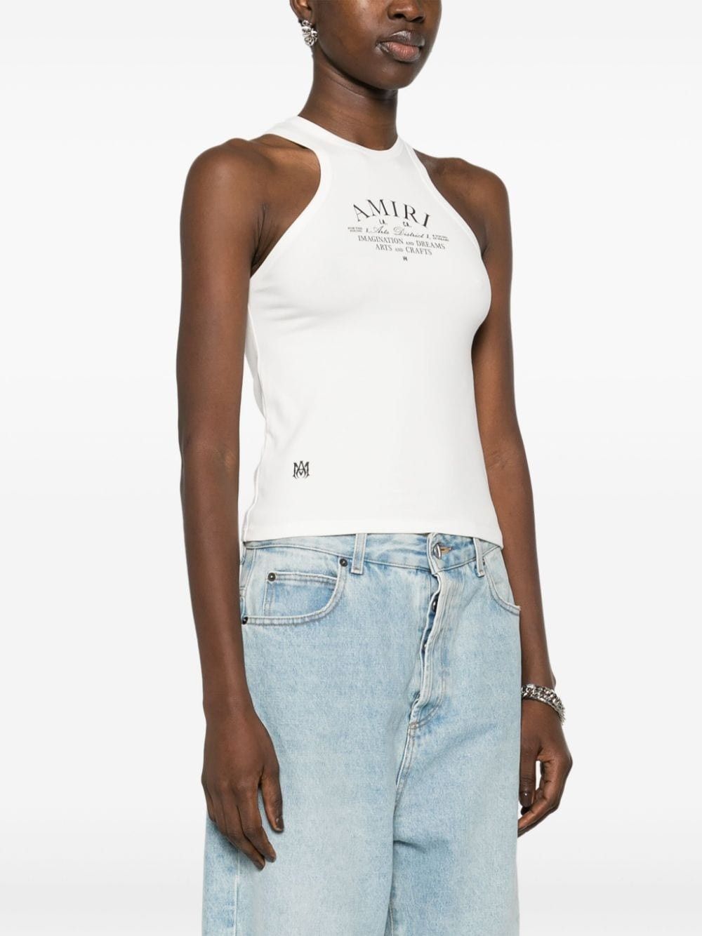 Amiri o1orln1025 Arts District Logo-Print Tank Top in White Size M / US 6-8 / IT 42-44 - 3 Thumbnail
