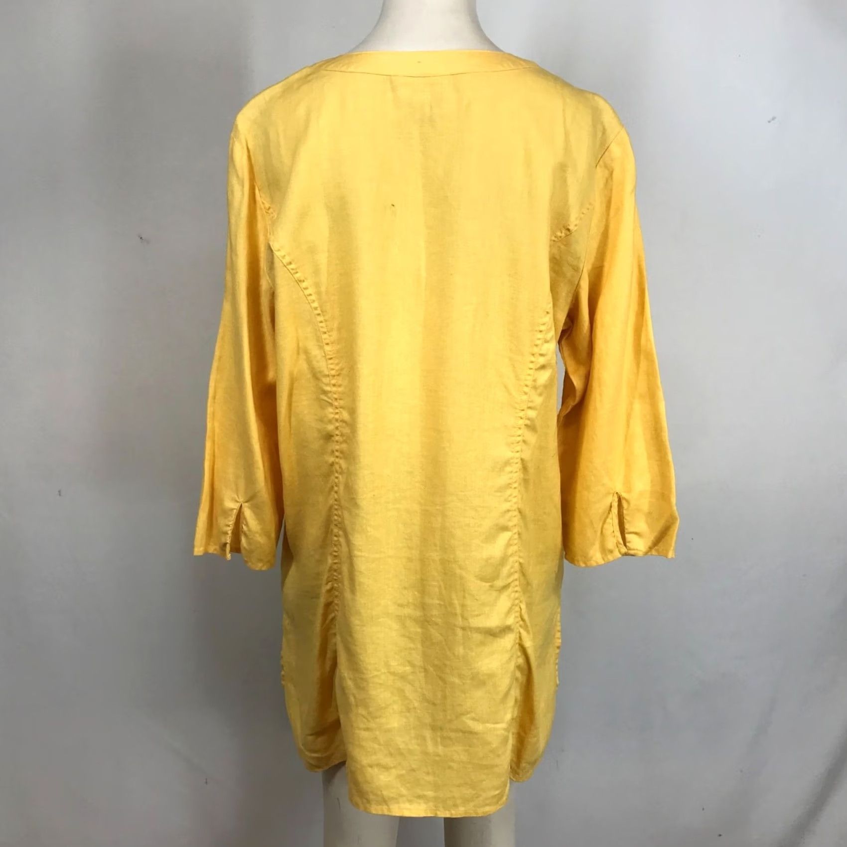 Coldwater Creek COLDwater CREEK Yellow Womens Large 3/4 Sleeve Vneck 100% Linen Top w/Pocket Size L / US 10 / IT 46 - 5 Thumbnail
