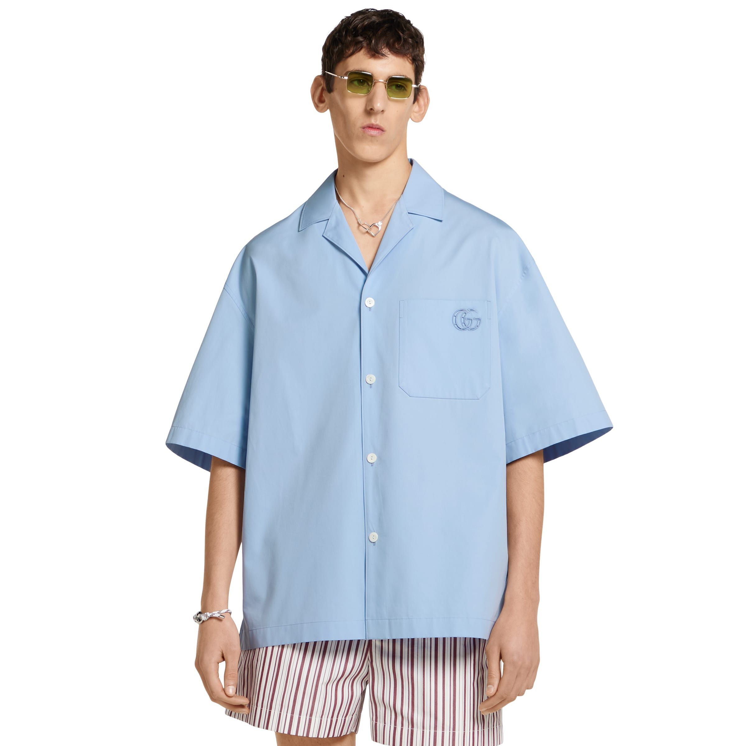 Gucci o1la5ras0426 Cotton Poplin Shirt in Blue Size US XL / EU 56 / 4 - 3 Thumbnail
