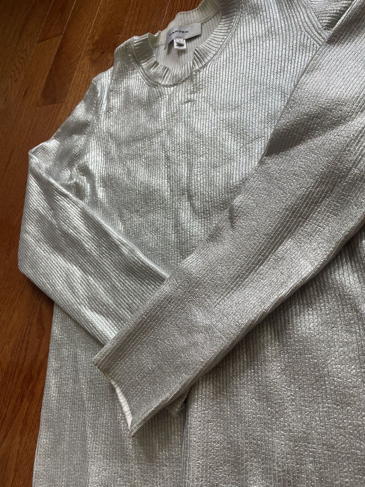 Carven Metallic Silver Carven Sweater Size L / US 10 / IT 46 - 3 Thumbnail