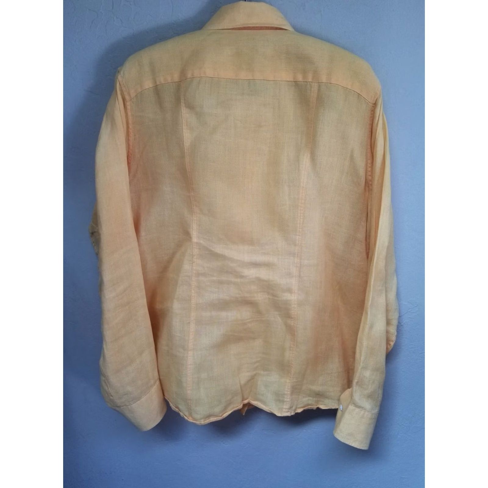 Lands' End Lands' End Orange Button-Up Long Sleeve Linen Shirt Top Women Medium 10-12 Size M / US 6-8 / IT 42-44 - 2 Thumbnail