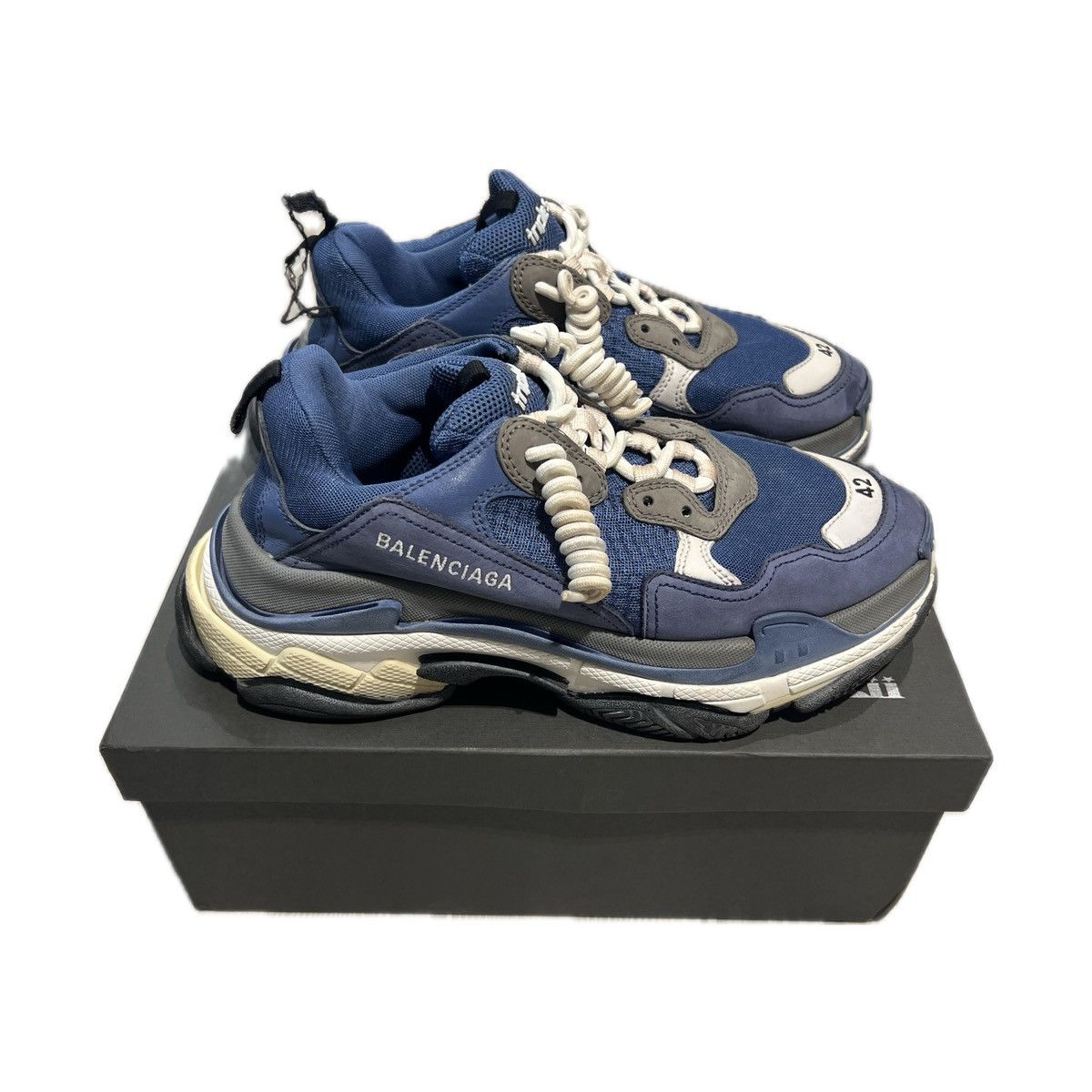 image of Avant Garde x Balenciaga Triple S Navy Shoes, Men's (Size 9)