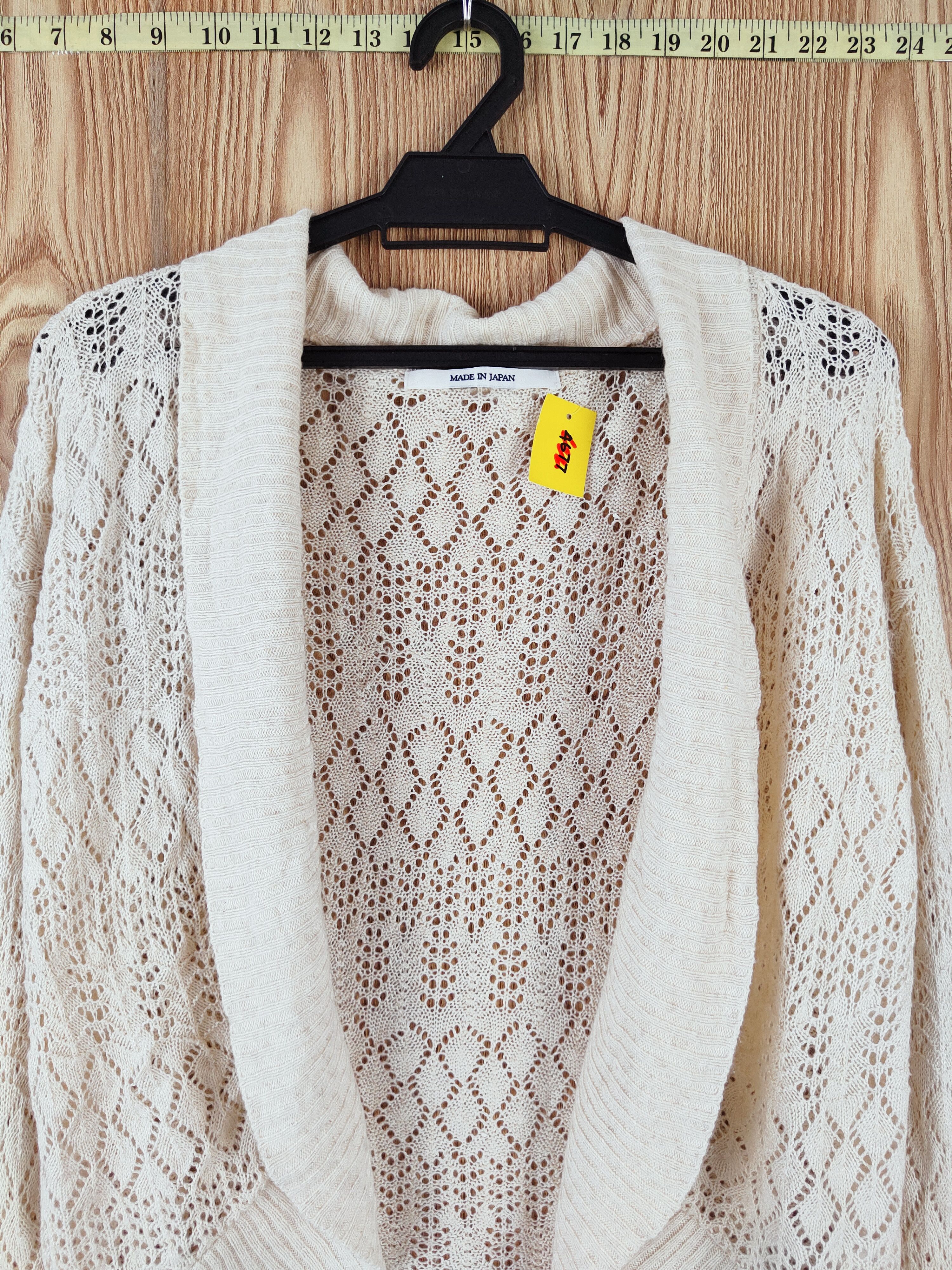 Aran Isles Knitwear × Japanese Brand Ann Ashlee Beige Mesh Net Knitwear Cardigan #W479 Size M / US 6-8 / IT 42-44 - 2 Thumbnail