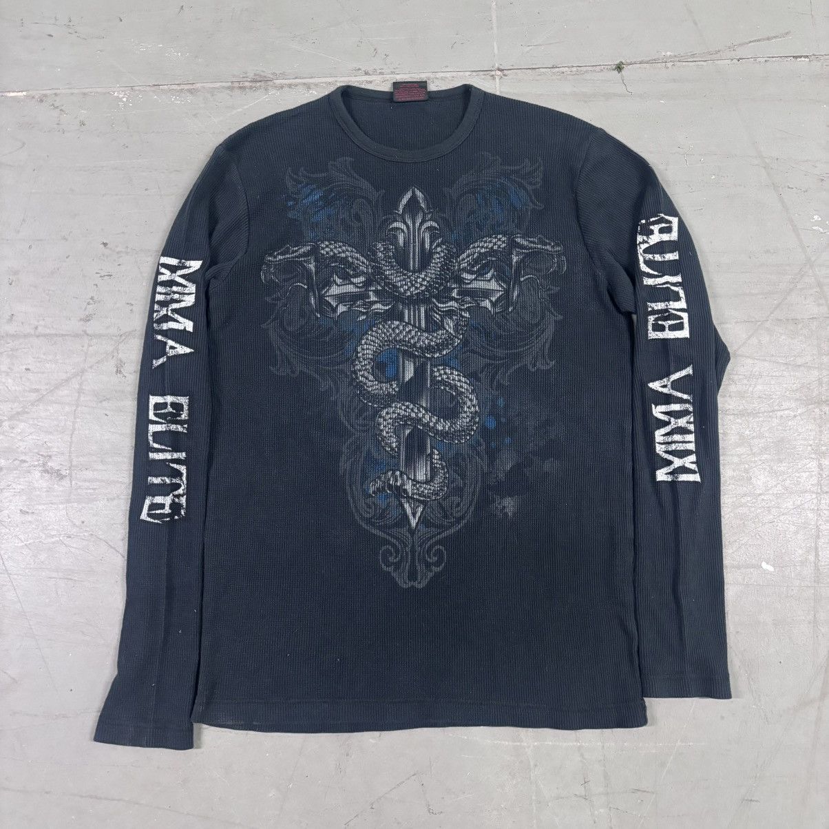 Affliction × Vintage MMA Faded grail Elite long sleeve waffle thermal Size US L / EU 52-54 / 3 - 1 Thumbnail