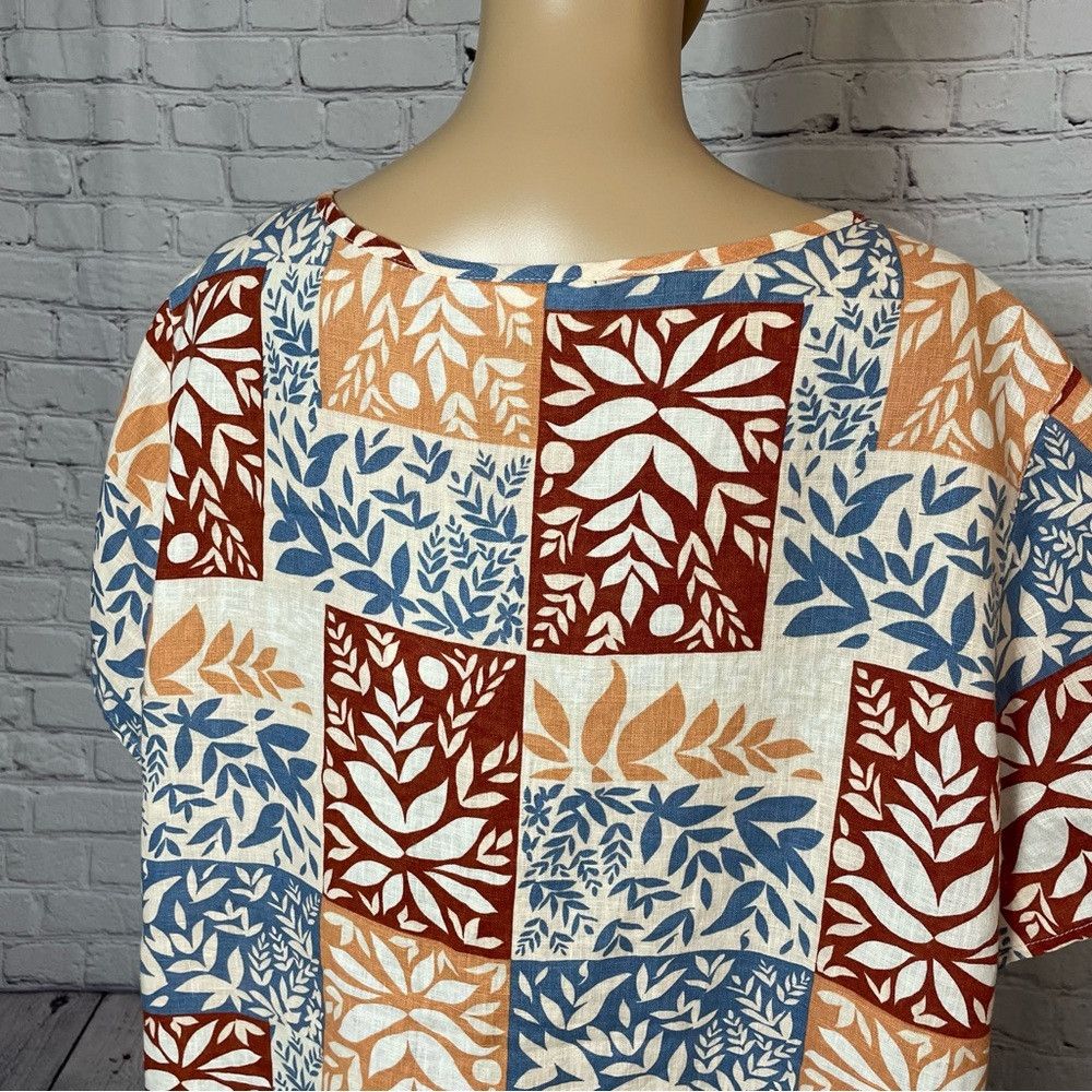 Other NWT New Sigrid Olsen Linen Patchwork Short Sleeve Top Size Size XXL / US 16-18 / IT 52-54 - 8 Thumbnail