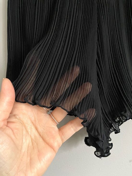 Vintage Black Lace Pleated Chiffon Camisole Semi-Sheer Shorts Set Size 28" / US 6 / IT 42 - 7 Thumbnail